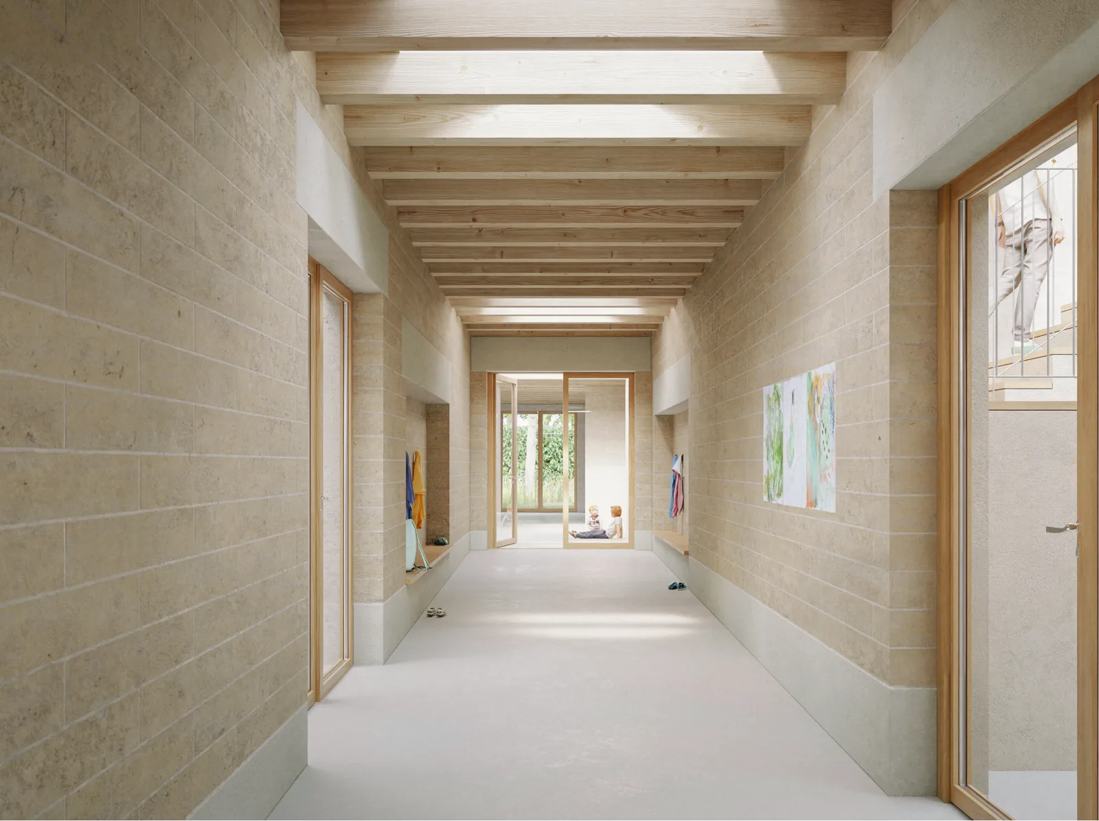 Givisiez, Le Bosquet, co-struct: scuola dell’infanzia, costruzione in terra, terra battuta, sostenibilità, costruzione in legno