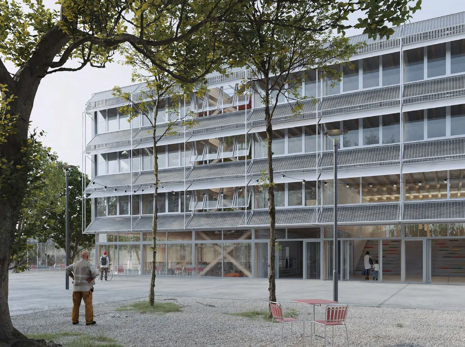 Collège des prés-de-Vidy, Holzkonstruktion, Architekturwettbewerb der Stadt Lausanne
